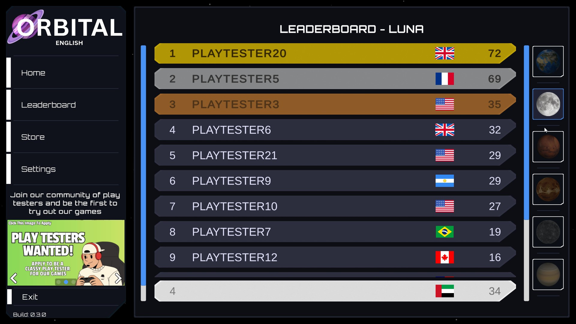 Orbital leaderboard view